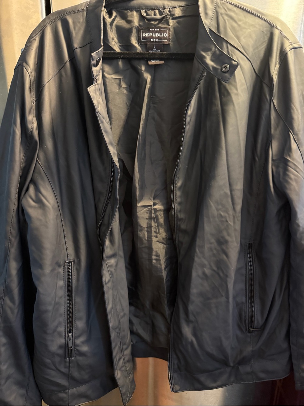For The Republic Men's Black Sleek Bomber Jacket